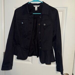 White House Black Market Black Peplum Jean Jacket